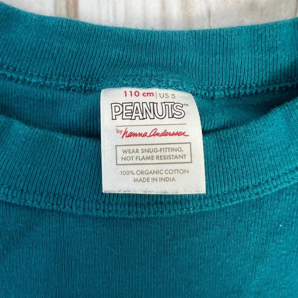 Peanuts Hanna Andersson Kids Pajama Set Size 5 Organic Cotton‎ Snoopy Plaid